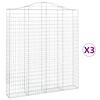 vidaXL Gabionen mit Hochbogen 3 Stk. 200x30x220/240cm Verzinktes Eisen