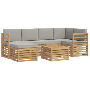 vidaXL Outdoor-Sofagarnitur 7 stk. Wei&szlig; und Hellgrau Polyester