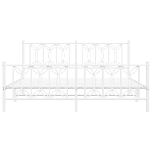 vidaXL Bettgestell mit Kopf- und Fu&szlig;teil Metall Wei&szlig; 183x213 cm