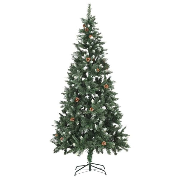 vidaXL K&uuml;nstlicher Weihnachtsbaum mit Beleuchtung Kugeln Zapfen 210 cm