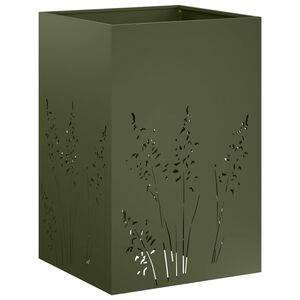 vidaXL Garten-Pflanzgef&auml;&szlig; Olivgr&uuml;n 50 x 50 x 75 cm Kaltgewalzter Stahl
