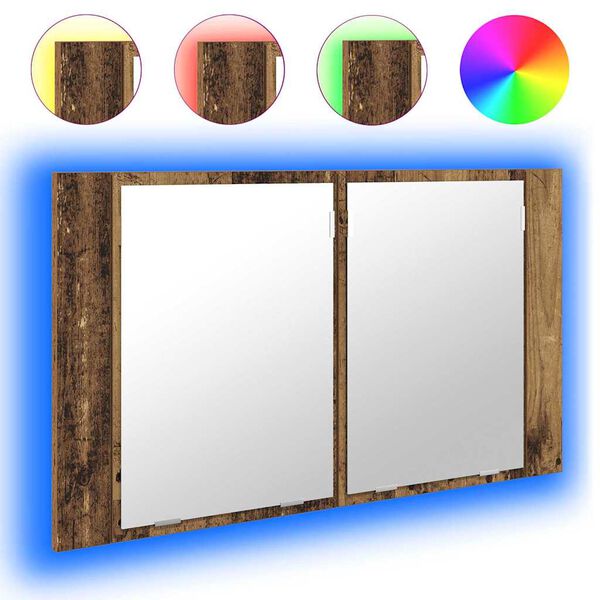 vidaXL Badezimmerspiegelschrank Altholz 80 x 12 x 45 cm Holzwerkstoff