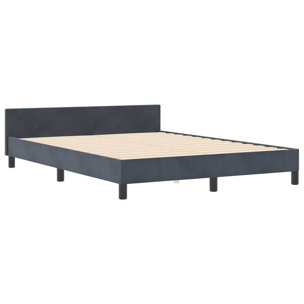 vidaXL Boxspringbett mit Kopfteil Dunkelgrau 140 x 190 cm Samt
