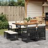 vidaXL 9-tlg. Garten-Essgruppe mit Kissen Schwarz Poly Rattan