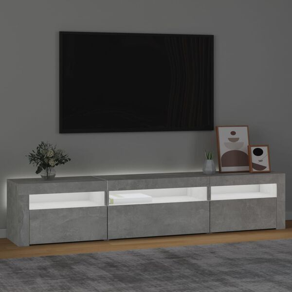 vidaXL TV-Schrank mit LED-Leuchten Betongrau 195x35x40 cm