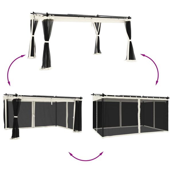 vidaXL Pavillon mit Netzwänden Creme 4x3 m Stahl