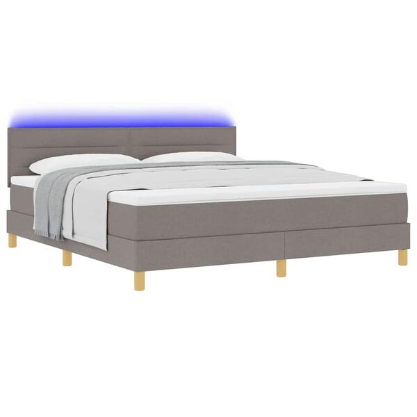 vidaXL LED Boxspringbett mit Matratze mit LED Taupe 180 x 200 cm Stoff