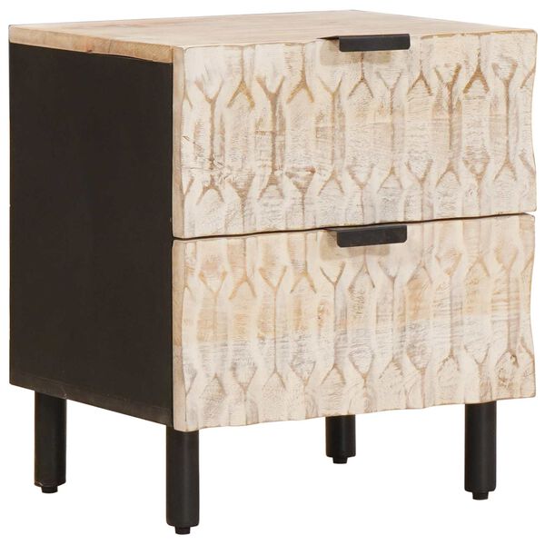 vidaXL Nachttisch 2 pcs Wei&szlig; 40 x 33 x 46 cm Massivholz Mango