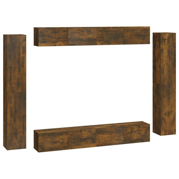 vidaXL 8-tlg. TV-Schrank-Set R&auml;uchereiche Holzwerkstoff