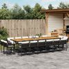 vidaXL 17-tlg. Garten-Essgruppe mit Kissen Schwarz Poly Rattan