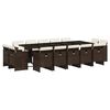vidaXL 15-tlg. Garten-Essgruppe mit Kissen Braun Poly Rattan