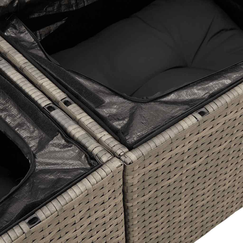 vidaXL 10-tlg. Garten-Sofagarnitur mit Kissen Grau Poly Rattan