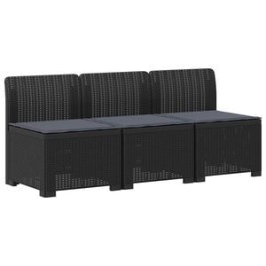 vidaXL 3-Sitzer Garten Sofa mit Kissen Rattan-Look 3-Sitzer PP