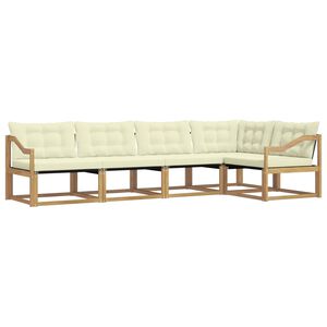 vidaXL Outdoor-Sofagarnitur mit Kissen 5 pcs Wei&szlig; und Creme