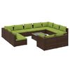 vidaXL 12-tlg. Garten-Lounge-Set mit Kissen Braun Poly Rattan