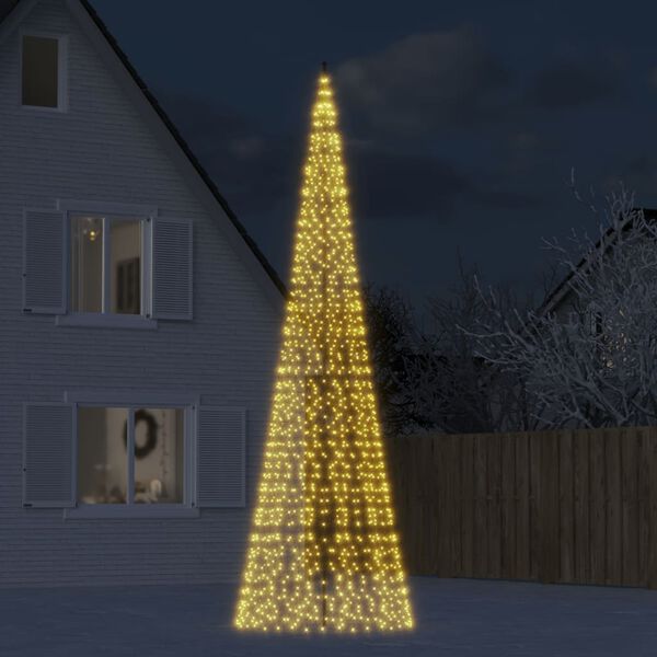 vidaXL LED-Weihnachtsbaum für Fahnenmast 1534 LEDs Warmweiß 500 cm