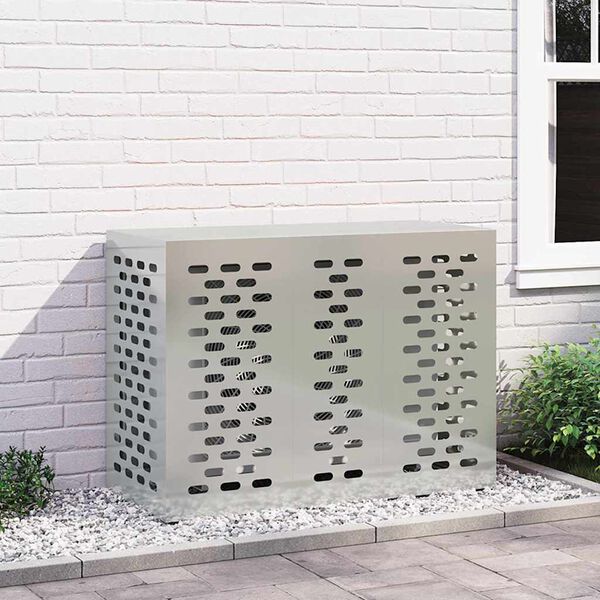 vidaXL Klimaanlagenabdeckung Silber 110 x 50 x 80 cm Verzinkter Stahl