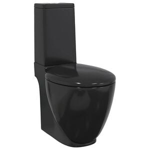 vidaXL WC Keramik-Toilette Badezimmer Rund Senkrechter Abgang Schwarz