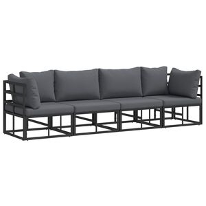 vidaXL Gartensofa-set 4 pcs Schwarz Metall