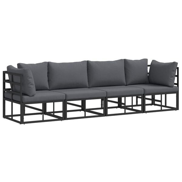 vidaXL Gartensofa-set 4 pcs Schwarz Metall