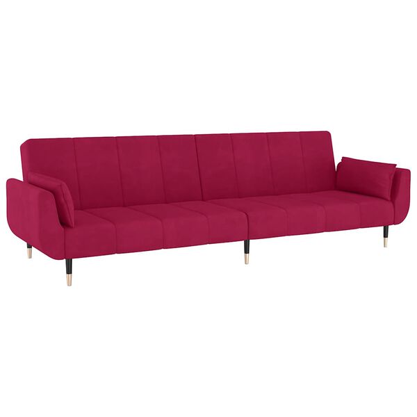 vidaXL Schlafsofa 2-Sitzer mit 2 Kissen Weinrot Samt