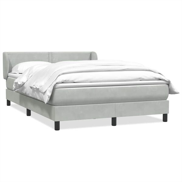 vidaXL Boxspringbett mit Matratze Hellgrau 160x210 cm Samt