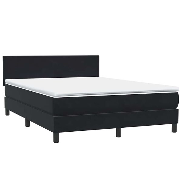 vidaXL Boxspringbett mit Matratze Schwarz 160x220 cm Samt