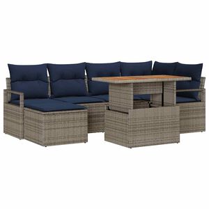 vidaXL Gartensofa-set 7 stk. Grau Poly-Rattan