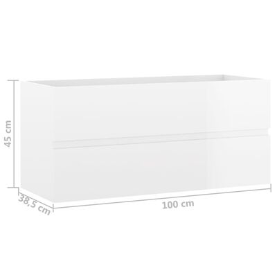 vidaXL Waschbeckenunterschrank Hochglanz-Weiß 100x38,5x45 cm