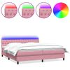vidaXL Boxspringbett mit Matratze & LED Rosa 200x210 cm Samt