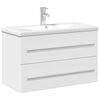 vidaXL Waschbeckenunterschrank mit Einbaubecken Hochglanz-Wei&szlig;