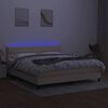 vidaXL Boxspringbett mit Matratze & LED Creme 160x200 cm Stoff