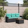 vidaXL 4-tlg. Garten-Sofagarnitur mit Kissen Schwarz Poly Rattan