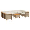 vidaXL 10-tlg. Garten-Sofagarnitur mit Kissen Beige Poly Rattan