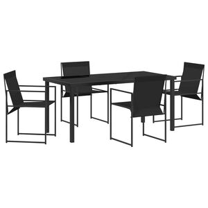 vidaXL Garten Essgruppe 5 pcs Schwarz Pulverbeschichteter Stahl