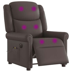 vidaXL Relaxsessel Massage Elektrisch Gl&auml;nzend Braun Kunstleder