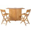 vidaXL 3-tlg. Bistro-Set mit Klappstühlen Massivholz Teak