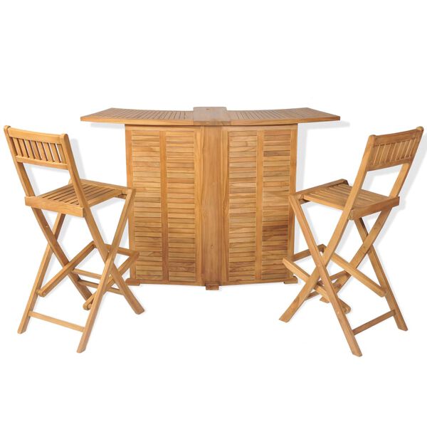 vidaXL 3-tlg. Bistro-Set mit Klappstühlen Massivholz Teak