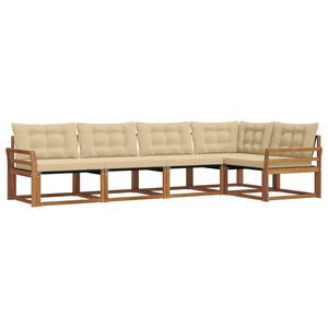 vidaXL Outdoor-Sofagarnitur mit Kissen 5 pcs Natur und Beige