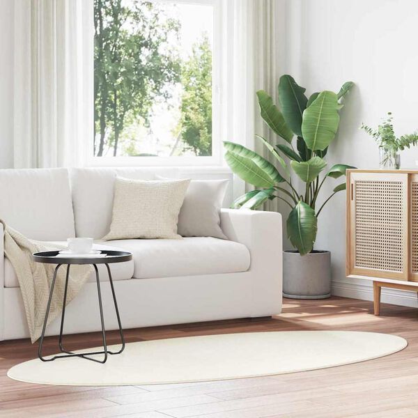 vidaXL Bereichsteppiche Oval HUARTE Creme 120 x 170 cm 100 %Polyester