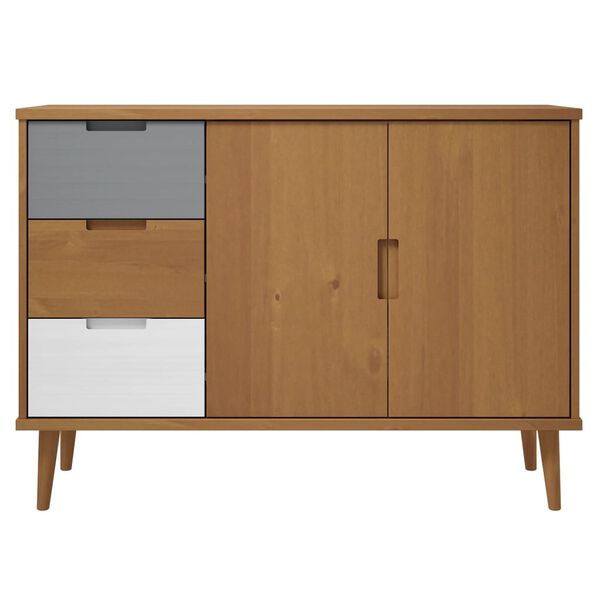vidaXL Sideboard MOLDE Braun 113x40x80 cm Massivholz Kiefer