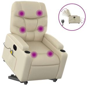 vidaXL Massagesessel mit Aufstehhilfe Elektrisch Creme Kunstleder