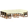 vidaXL Outdoor-Sofagarnitur mit Kissen 10 pcs Natur und Creme
