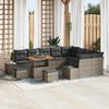 vidaXL Gartensofa-set mit Kissen mit Speicher 12 pcs Grau Poly Rattan