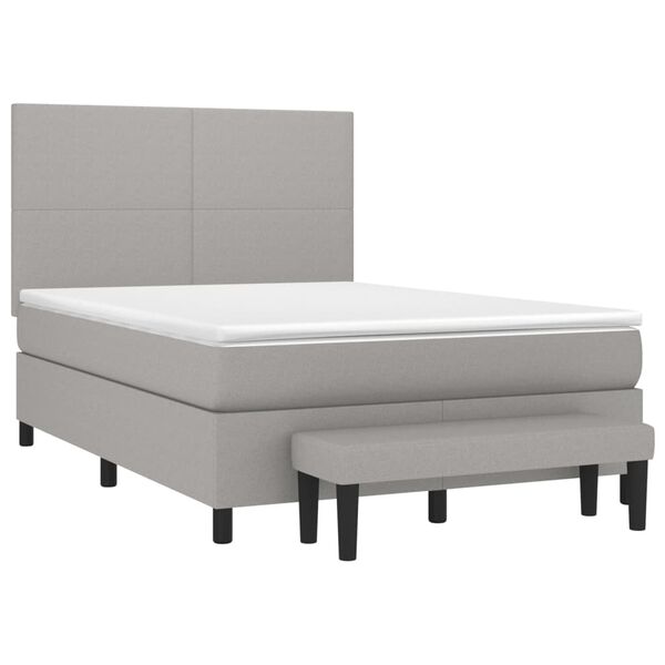 vidaXL Boxspringbett mit Matratze Hellgrau 140x190 cm Stoff