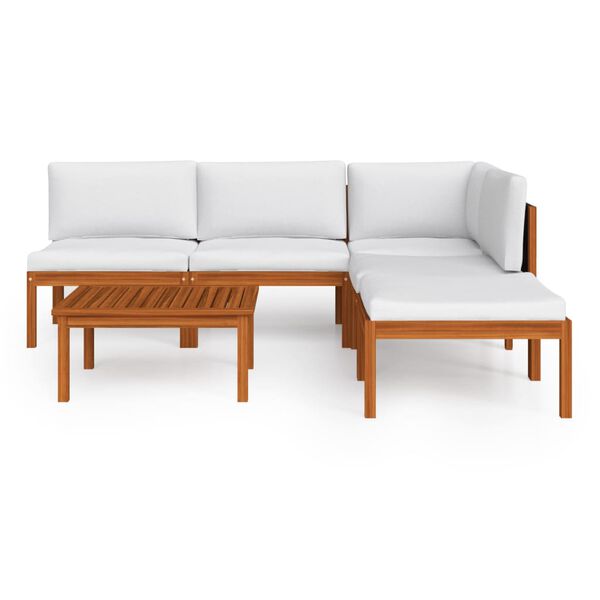 vidaXL 6-tlg. Garten-Lounge-Set mit Kissen Cremefarbenes Holz Akazie & Seil
