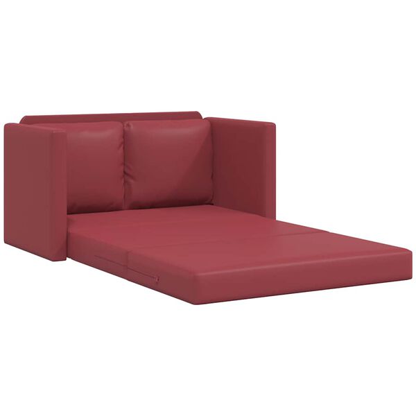 vidaXL Bodensofa mit Schlaffunktion Weinrot 112x174x55 cm Kunstleder