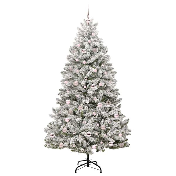 vidaXL K&uuml;nstlicher Weihnachtsbaum Gr&uuml;n und Wei&szlig; 210 cm PVC und Metall