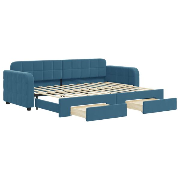 vidaXL Tagesbett Ausziehbar mit Schubladen Blau 80x200 cm Samt