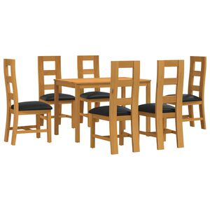 vidaXL Essgruppe 7 stk. Schwarz Massivholz Eiche